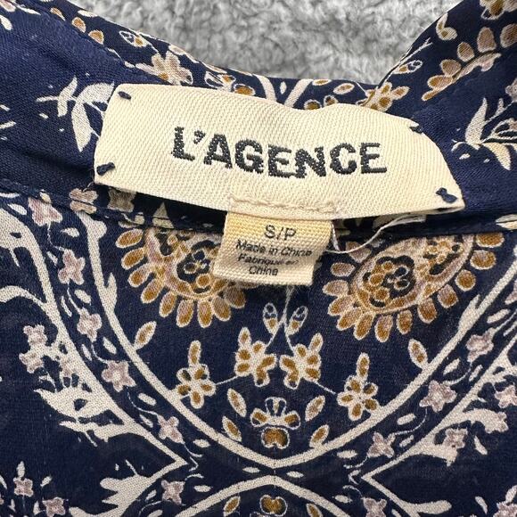 L'Agence Women's Small 100% Silk Button Up Long Sleeve Blouse Flowy Feminine EUC - Picture 4 of 9